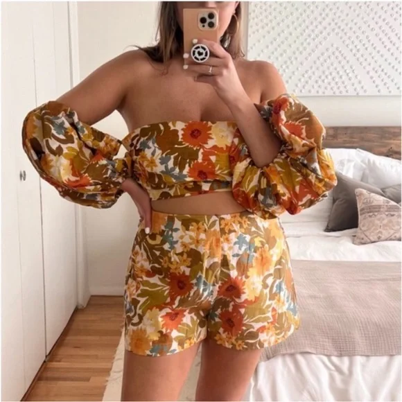 Amalie The Label Showpo Floral Off-Shoulder Blouse size 12 Ariesey - Picture 7 of 16